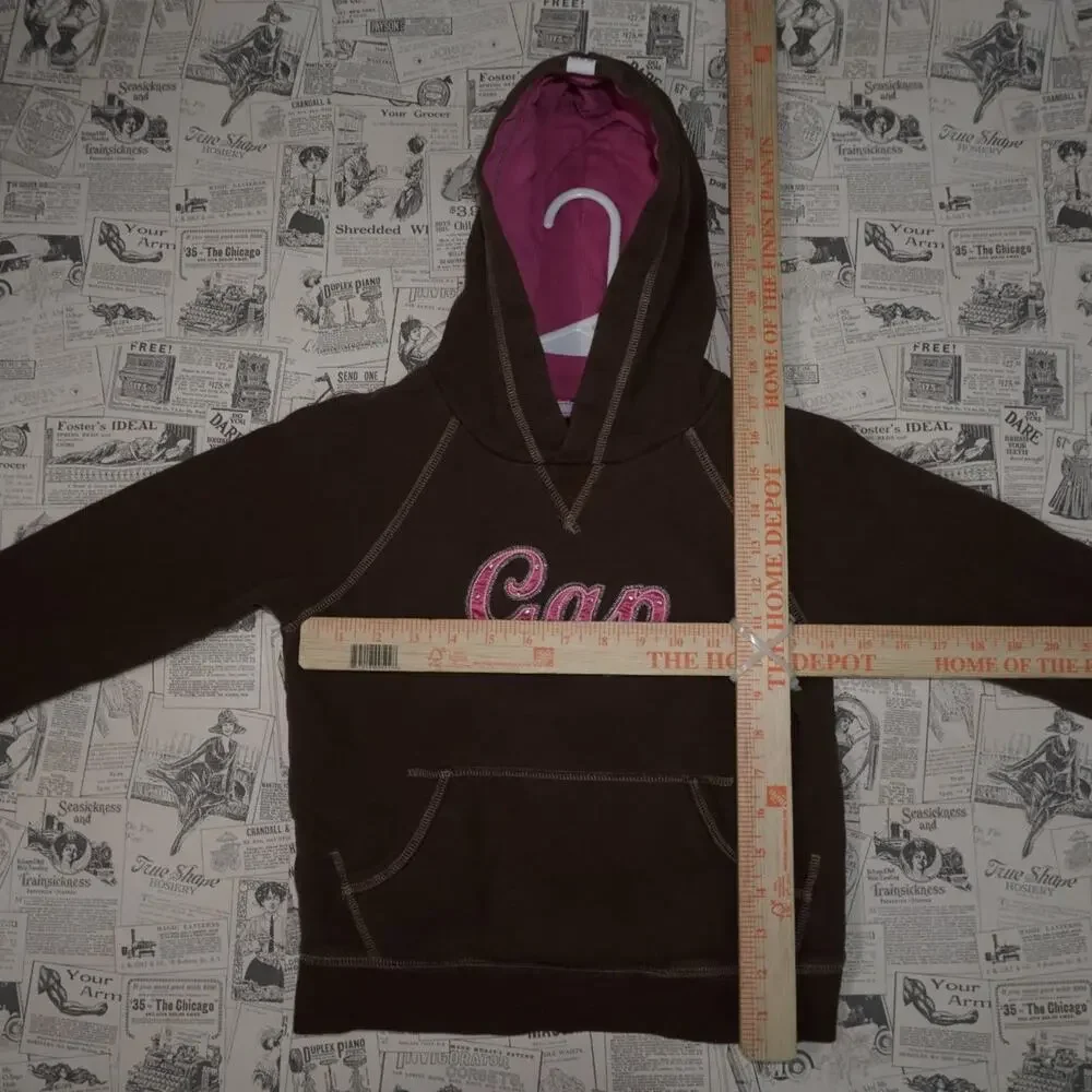 L - Vintage Y2K Gap raw hem rhinestone spellout Hoodie